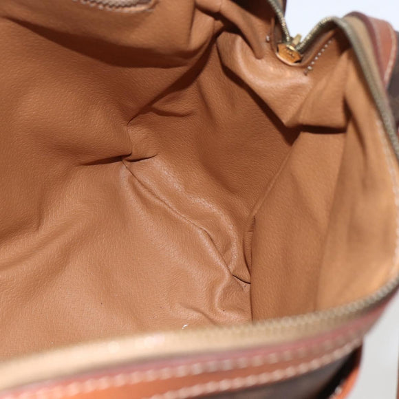 CELINE Macadam Canvas Hand Bag PVC Leather Brown Gold Auth 160202