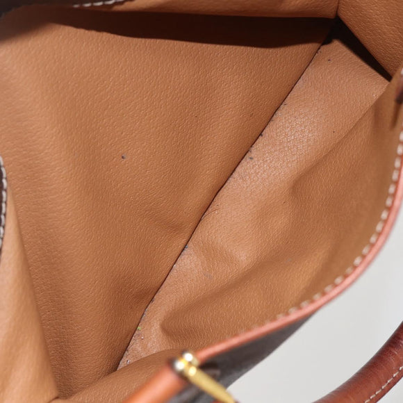 CELINE Macadam Canvas Hand Bag PVC Leather Brown Gold Auth 160202