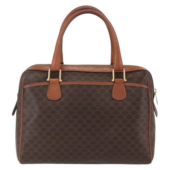 CELINE Macadam Canvas Hand Bag PVC Leather Brown Gold Auth 160202