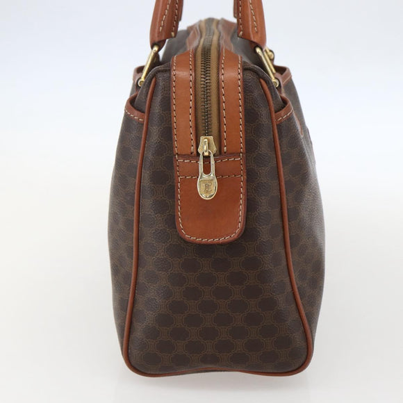 CELINE Macadam Canvas Hand Bag PVC Leather Brown Gold Auth 160202