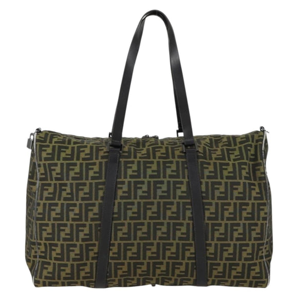 FENDI Zucca Canvas Boston Bag Brown Black Auth 160211
