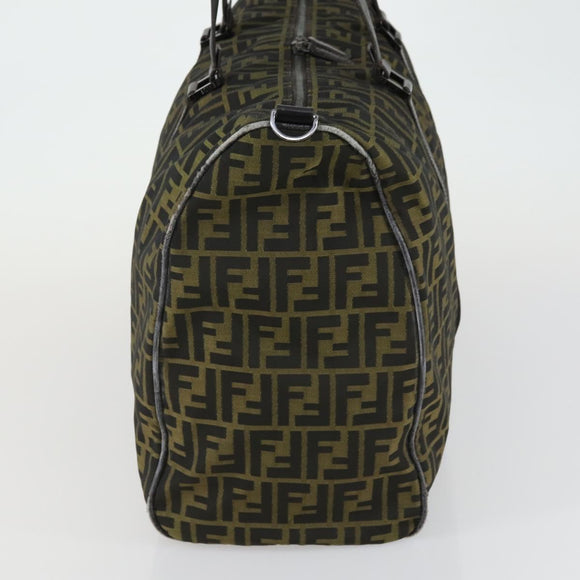 FENDI Zucca Canvas Boston Bag Brown Black Auth 160211