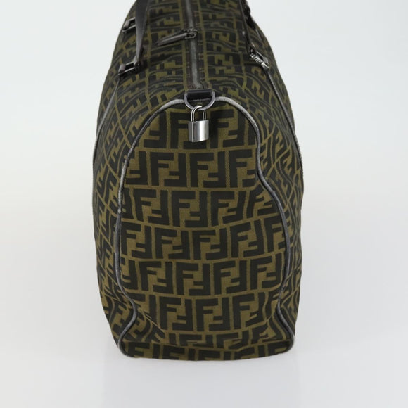 FENDI Zucca Canvas Boston Bag Brown Black Auth 160211