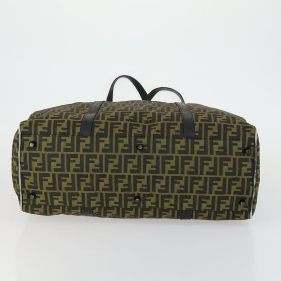 FENDI Zucca Canvas Boston Bag Brown Black Auth 160211