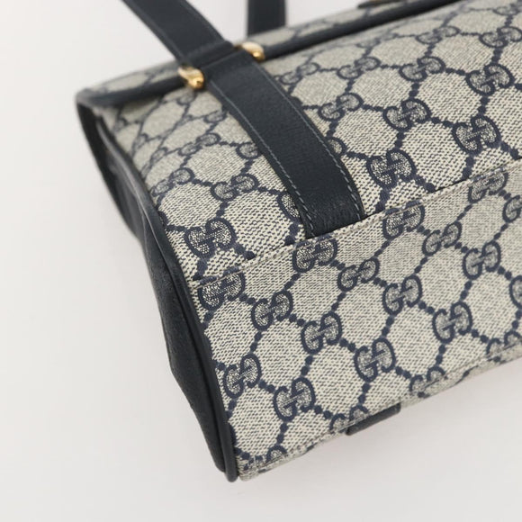 GUCCI GG Supreme Hand Bag PVC Navy Gold 000 093 6089 Auth 160214