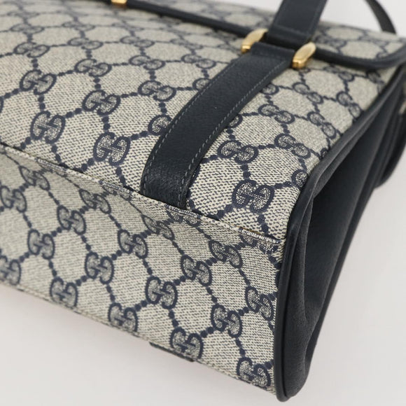 GUCCI GG Supreme Hand Bag PVC Navy Gold 000 093 6089 Auth 160214