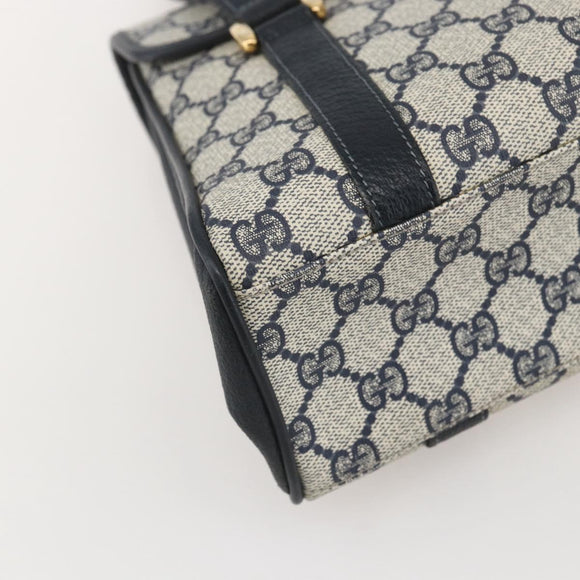 GUCCI GG Supreme Hand Bag PVC Navy Gold 000 093 6089 Auth 160214