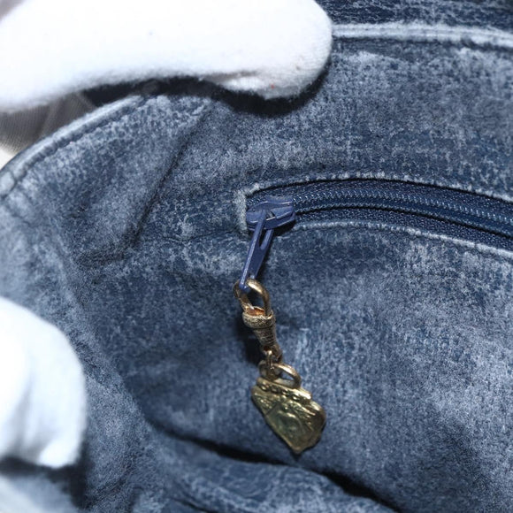 GUCCI GG Supreme Hand Bag PVC Navy Gold 000 093 6089 Auth 160214