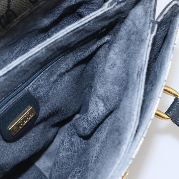 GUCCI GG Supreme Hand Bag PVC Navy Gold 000 093 6089 Auth 160214