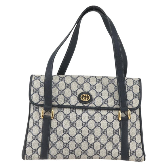 GUCCI GG Supreme Hand Bag PVC Navy Gold 000 093 6089 Auth 160214