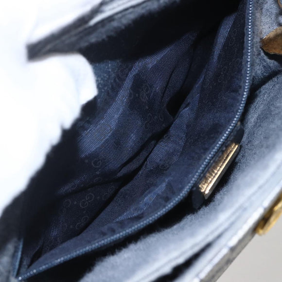 GUCCI GG Supreme Hand Bag PVC Navy Gold 000 093 6089 Auth 160214