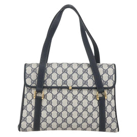 GUCCI GG Supreme Hand Bag PVC Navy Gold 000 093 6089 Auth 160214 - 0
