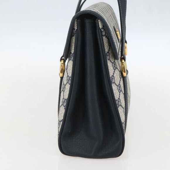 GUCCI GG Supreme Hand Bag PVC Navy Gold 000 093 6089 Auth 160214