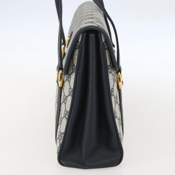 GUCCI GG Supreme Hand Bag PVC Navy Gold 000 093 6089 Auth 160214