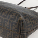 FENDI Zucca Canvas Tote Bag PVC Black Brown Auth 160216-9