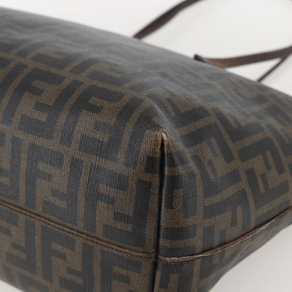 FENDI Zucca Canvas Tote Bag PVC Black Brown Auth 160216