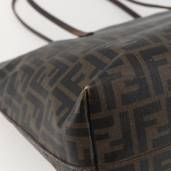 FENDI Zucca Canvas Tote Bag PVC Black Brown Auth 160216