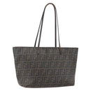 FENDI Zucca Canvas Tote Bag PVC Black Brown Auth 160216-1