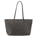 FENDI Zucca Canvas Tote Bag PVC Black Brown Auth 160216-13