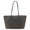 FENDI Zucca Canvas Tote Bag PVC Black Brown Auth 160216-2