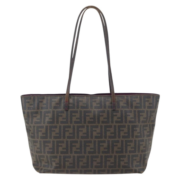 FENDI Zucca Canvas Tote Bag PVC Black Brown Auth 160216