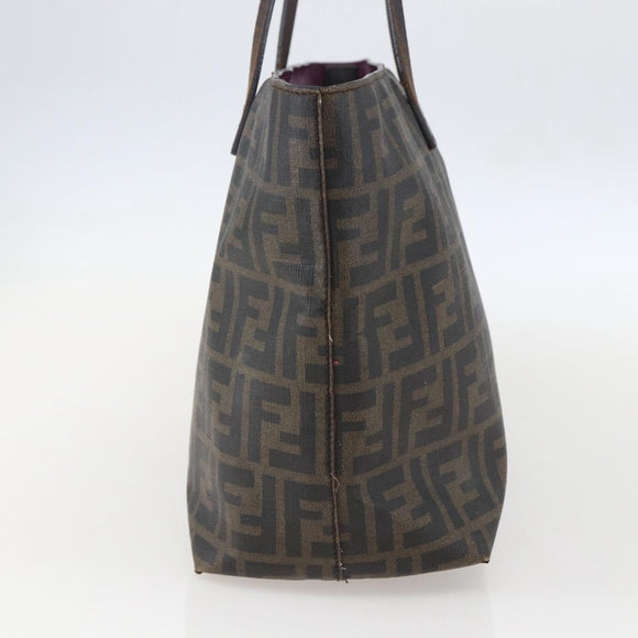 FENDI Zucca Canvas Tote Bag PVC Black Brown Auth 160216