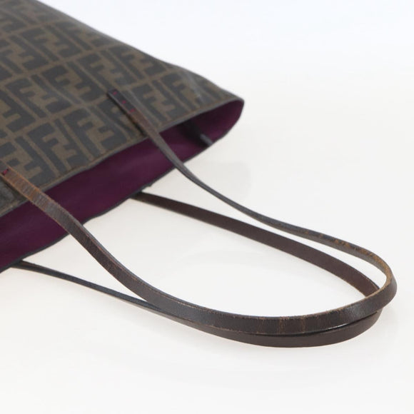 FENDI Zucca Canvas Tote Bag PVC Black Brown Auth 160216