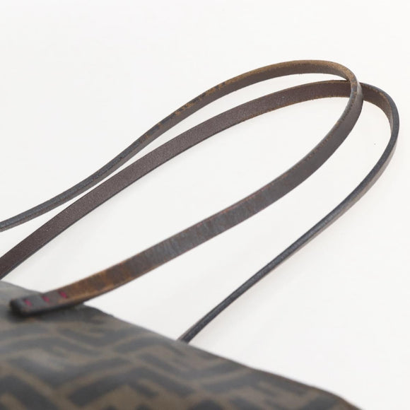 FENDI Zucca Canvas Tote Bag PVC Black Brown Auth 160216