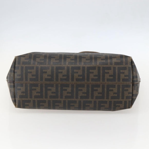 FENDI Zucca Canvas Tote Bag PVC Black Brown Auth 160216