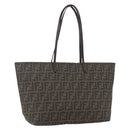 FENDI Zucca Canvas Tote Bag PVC Black Brown Auth 160217-1
