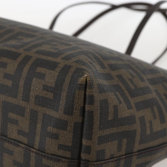 FENDI Zucca Canvas Tote Bag PVC Black Brown Auth 160217