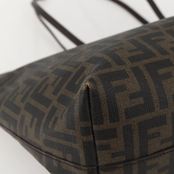 FENDI Zucca Canvas Tote Bag PVC Black Brown Auth 160217