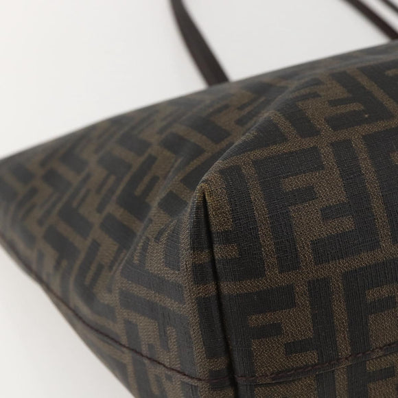 FENDI Zucca Canvas Tote Bag PVC Black Brown Auth 160217