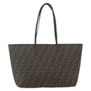 FENDI Zucca Canvas Tote Bag PVC Black Brown Auth 160217-13