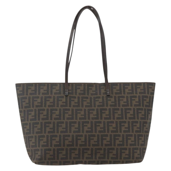 FENDI Zucca Canvas Tote Bag PVC Black Brown Auth 160217