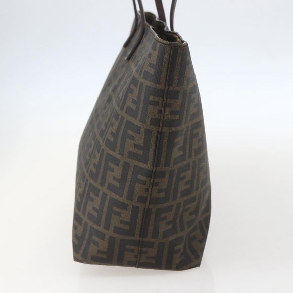 FENDI Zucca Canvas Tote Bag PVC Black Brown Auth 160217