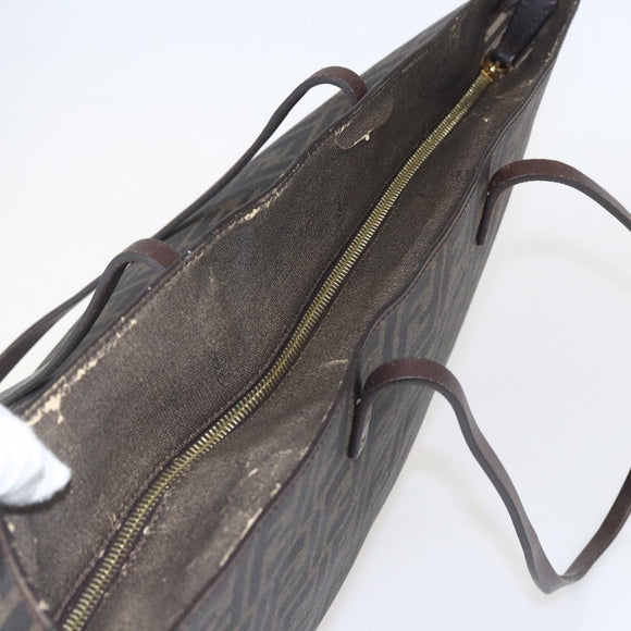 FENDI Zucca Canvas Tote Bag PVC Black Brown Auth 160217