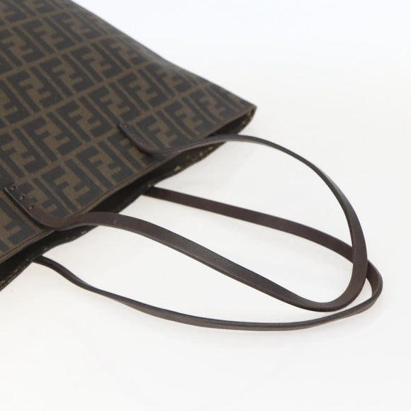 FENDI Zucca Canvas Tote Bag PVC Black Brown Auth 160217