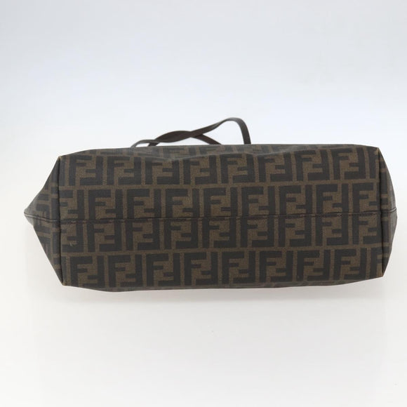 FENDI Zucca Canvas Tote Bag PVC Black Brown Auth 160217