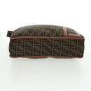 FENDI Zucca Canvas Shoulder Bag Brown Black Auth 160218-6