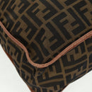 FENDI Zucca Canvas Shoulder Bag Brown Black Auth 160218-15