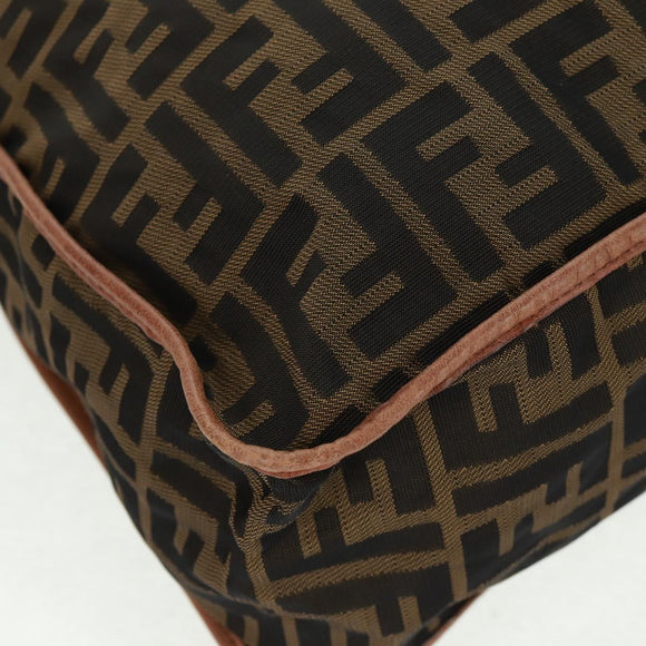 FENDI Zucca Canvas Shoulder Bag Brown Black Auth 160218