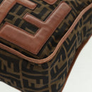 FENDI Zucca Canvas Shoulder Bag Brown Black Auth 160218-10
