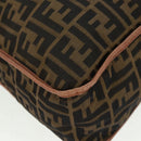 FENDI Zucca Canvas Shoulder Bag Brown Black Auth 160218-16