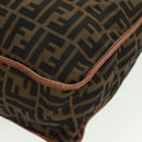 FENDI Zucca Canvas Shoulder Bag Brown Black Auth 160218-17