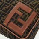 FENDI Zucca Canvas Shoulder Bag Brown Black Auth 160218-18