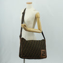 FENDI Zucca Canvas Shoulder Bag Brown Black Auth 160218-22