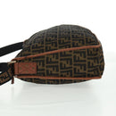 FENDI Zucca Canvas Shoulder Bag Brown Black Auth 160218-3