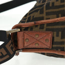 FENDI Zucca Canvas Shoulder Bag Brown Black Auth 160218-4