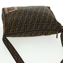 FENDI Zucca Canvas Shoulder Bag Brown Black Auth 160218-7